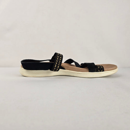 Skechers On-the-GO Black & Gold Strappy Comfort Sandals Size 11