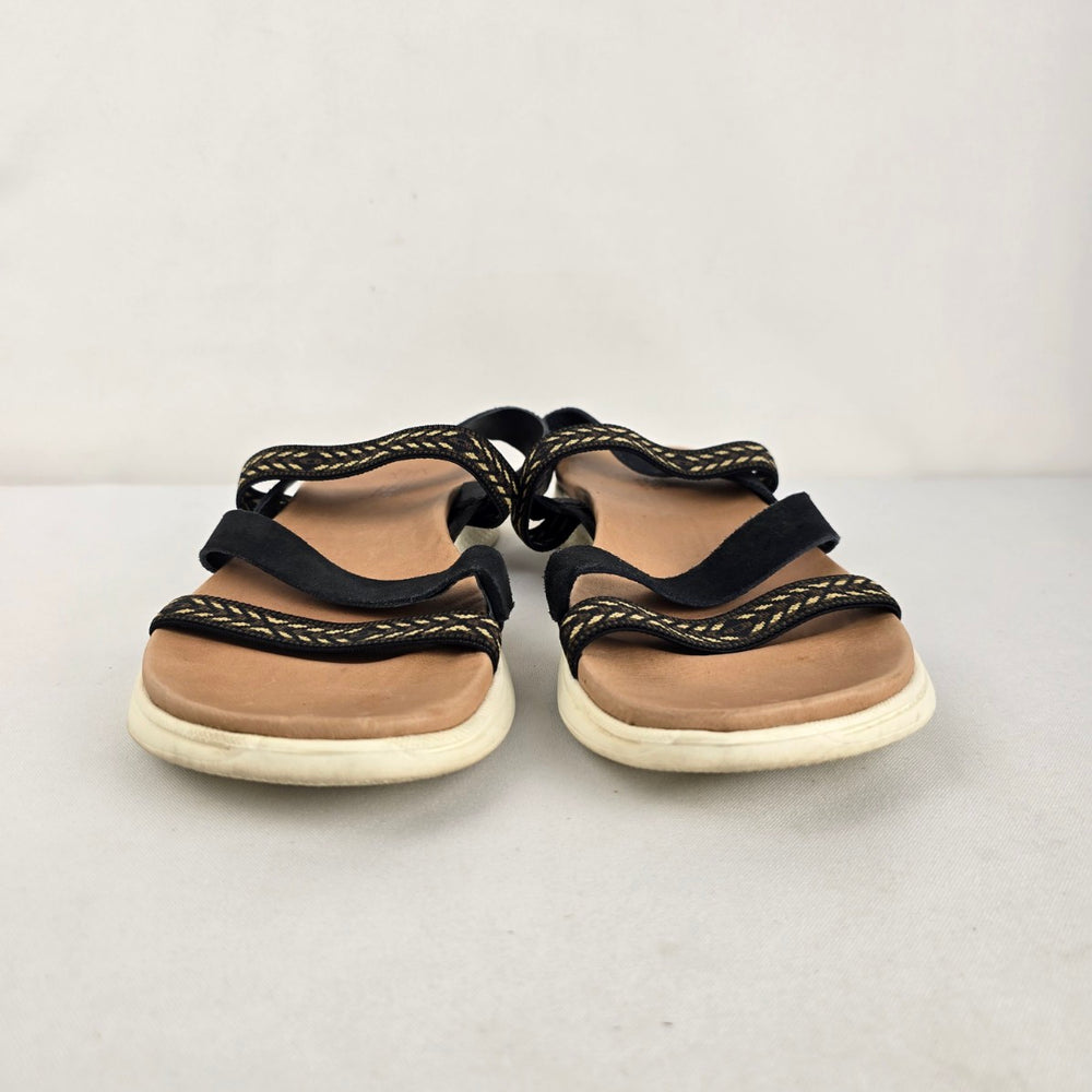 Skechers On-the-GO Black & Gold Strappy Comfort Sandals Size 11