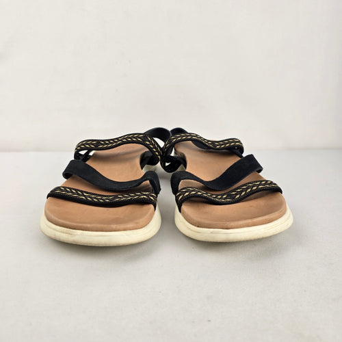 Skechers On-the-GO Black & Gold Strappy Comfort Sandals Size 11