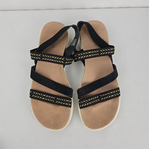 Skechers On-the-GO Black & Gold Strappy Comfort Sandals Size 11