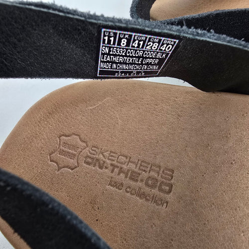 Skechers On-the-GO Black & Gold Strappy Comfort Sandals Size 11