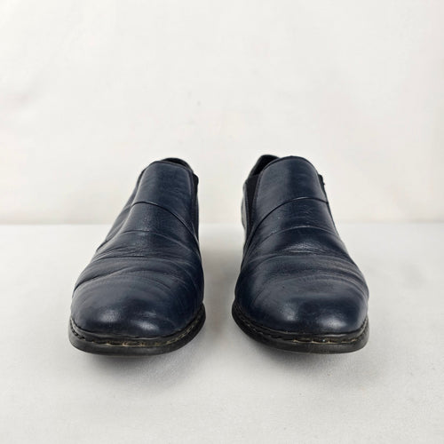 Rieker Navy Leather Slip-On Low-Heel Shoes Size 6