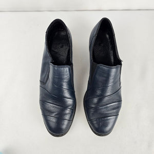 Rieker Navy Leather Slip-On Low-Heel Shoes Size 6