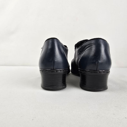 Rieker Navy Leather Slip-On Low-Heel Shoes Size 6