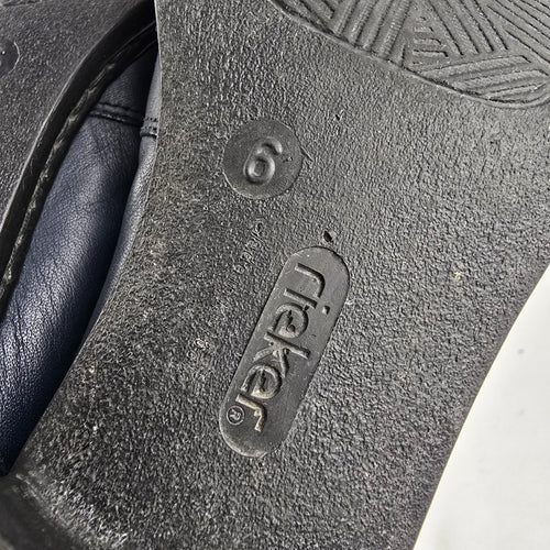 Rieker Navy Leather Slip-On Low-Heel Shoes Size 6