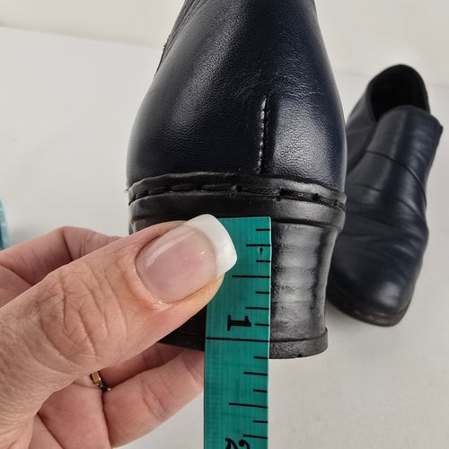 Rieker Navy Leather Slip-On Low-Heel Shoes Size 6