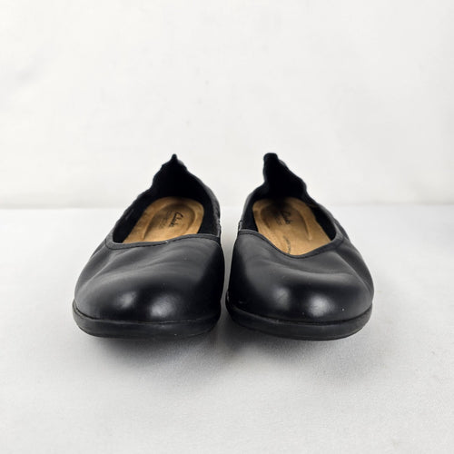 Clarks Collection Black Leather Comfort Ballet Flats Size 9