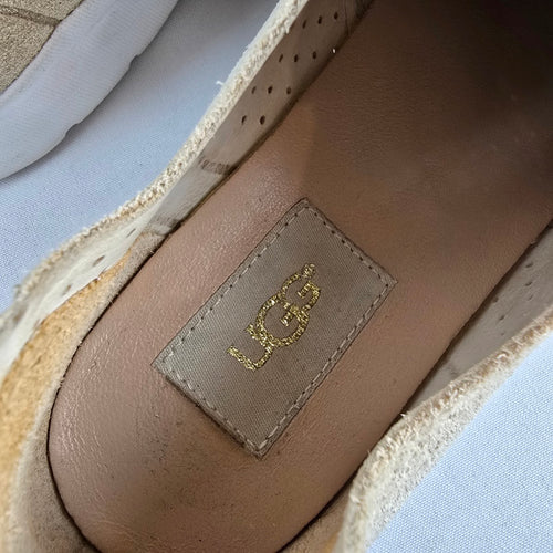 UGG Tye Stardust Gold Metallic Leather Sneakers Size 9