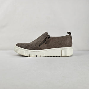 SOUL Naturalizer Turner Taupe Leather Side-Zip Platform Sneakers Size 8.5