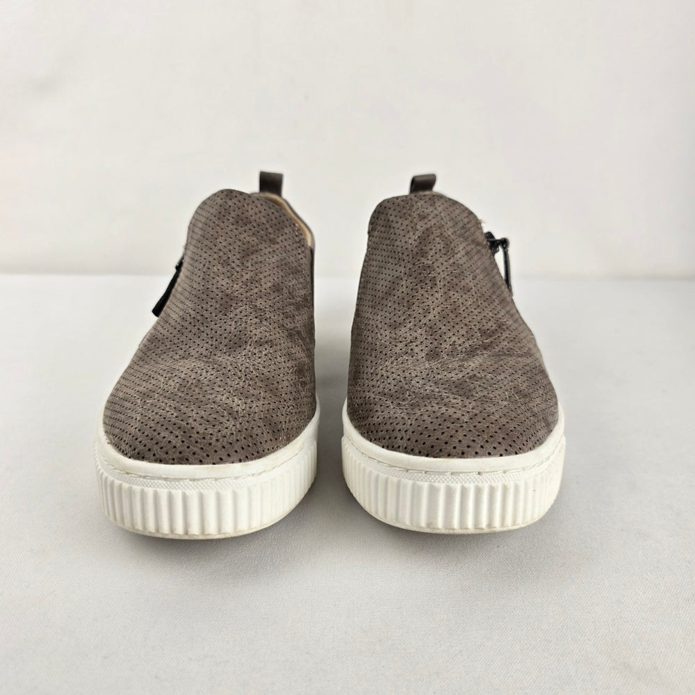 SOUL Naturalizer Turner Taupe Leather Side-Zip Platform Sneakers Size 8.5