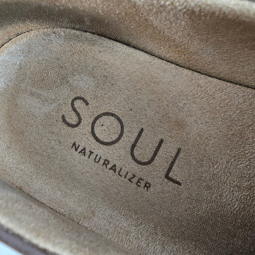 SOUL Naturalizer Turner Taupe Leather Side-Zip Platform Sneakers Size 8.5