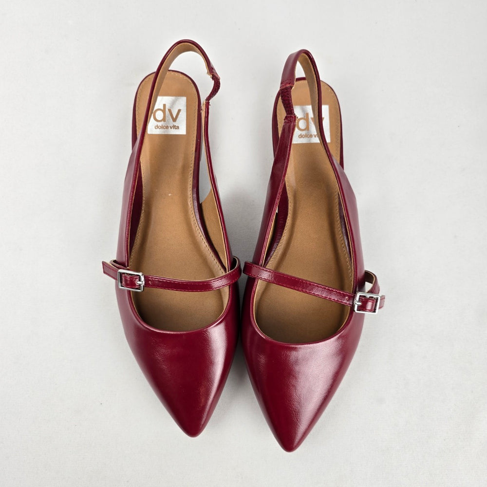 DV by Dolce Vita Chance Burgundy Pointed-Toe Slingback Flats Size 10