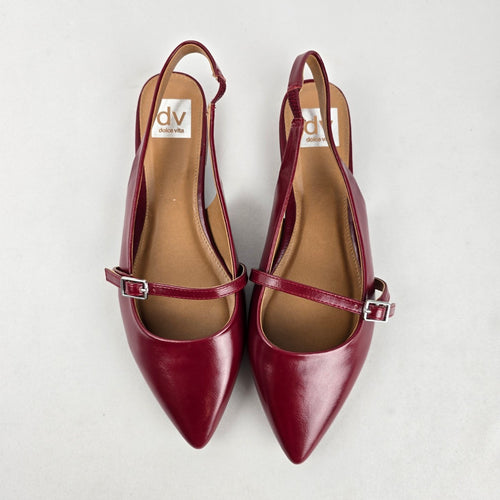 DV by Dolce Vita Chance Burgundy Pointed-Toe Slingback Flats Size 10