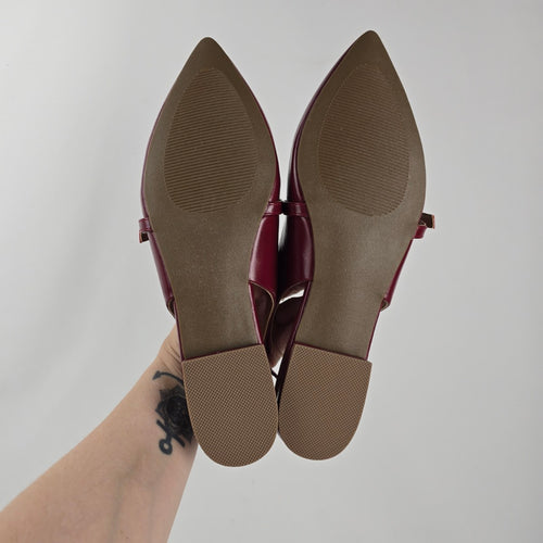 DV by Dolce Vita Chance Burgundy Pointed-Toe Slingback Flats Size 10