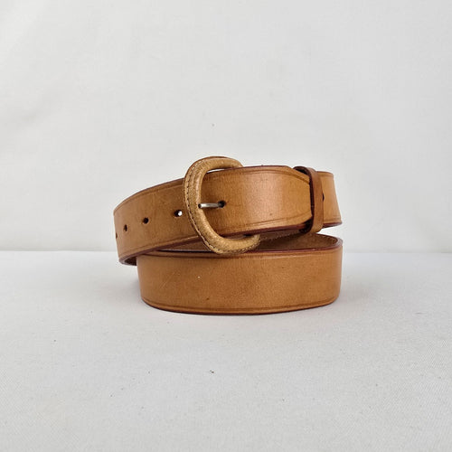 Vintage Tan Brown Genuine Leather Western Belt Size S/M Made in Mexico