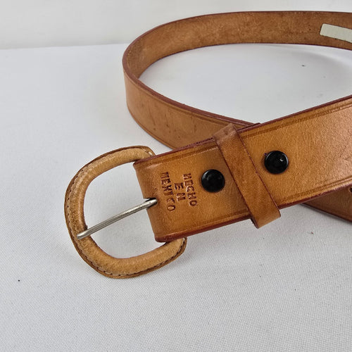 Vintage Tan Brown Genuine Leather Western Belt Size S/M Made in Mexico