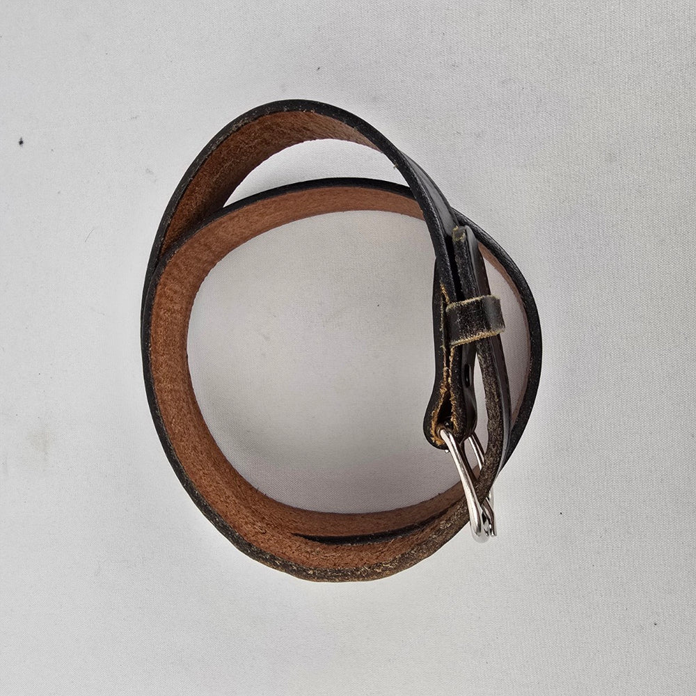 Vintage Black Leather Belt with Silver Buckle Classic Size M