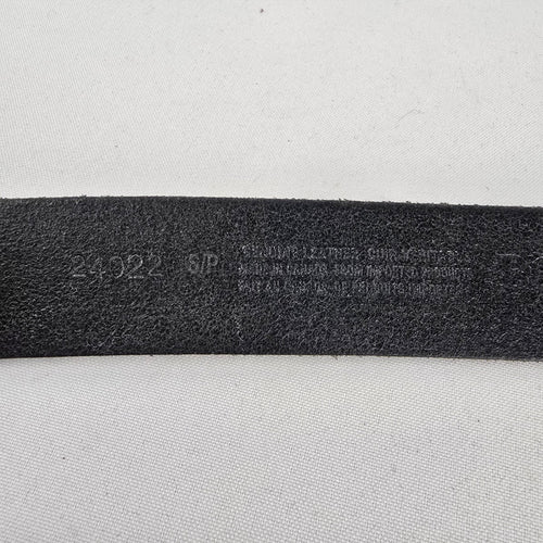 Genuine Leather Black Belt Brushed Silver Buckle Size S/M