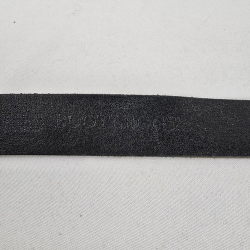 Genuine Leather Black Belt Brushed Silver Buckle Size S/M