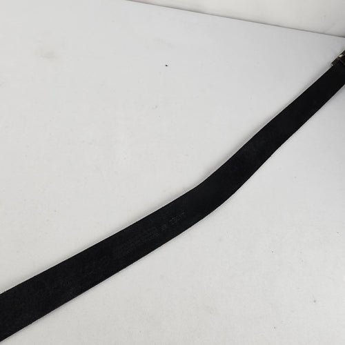 Genuine Leather Black Belt Brushed Silver Buckle Size S/M