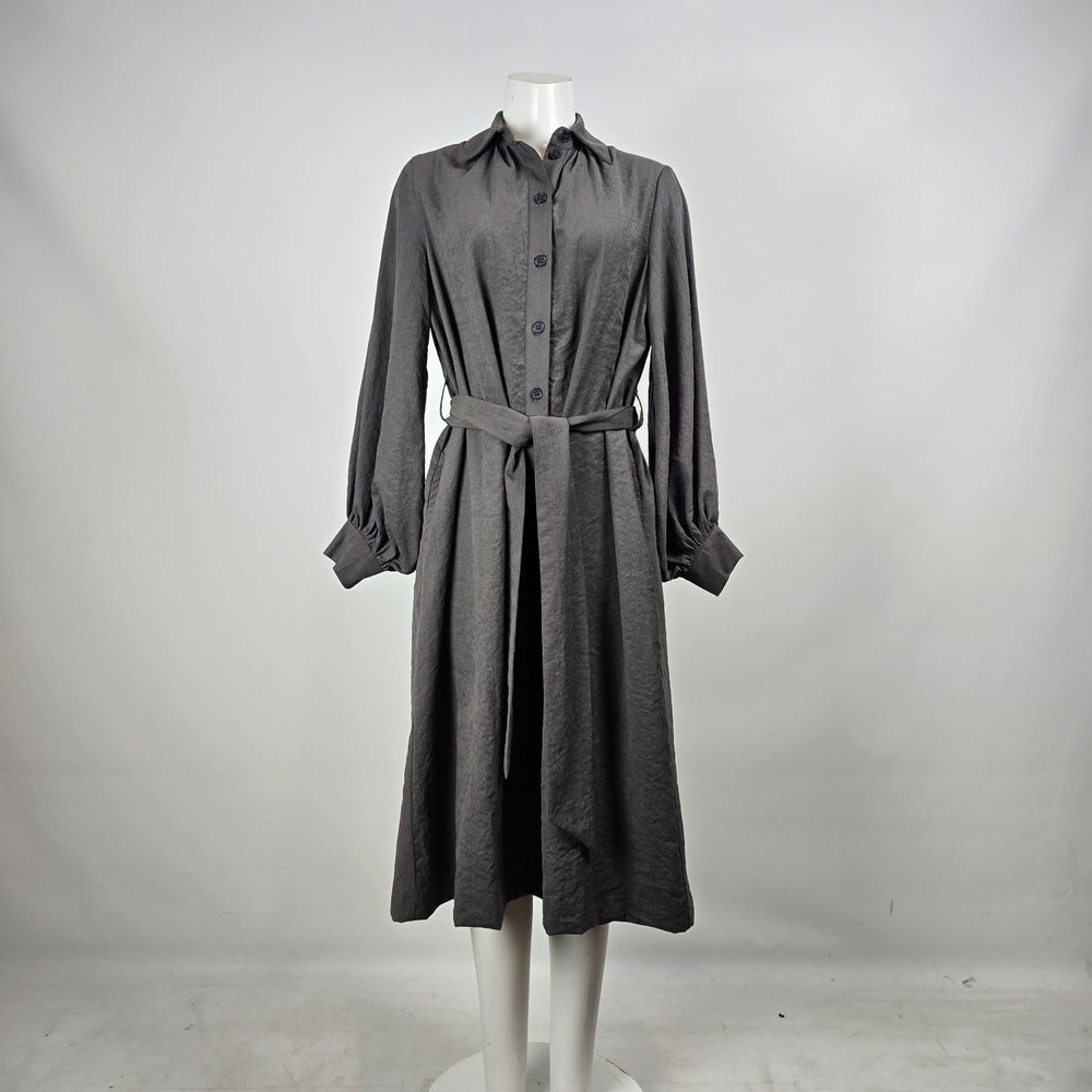 AMMA by Kedem Sasson Belted Shirt Dress Long Sleeve Midi Size M/L