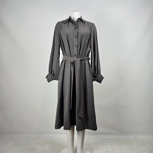 AMMA by Kedem Sasson Belted Shirt Dress Long Sleeve Midi Size M/L