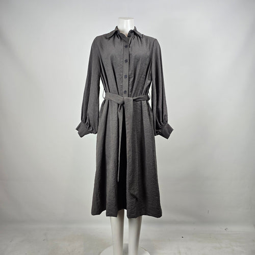 AMMA by Kedem Sasson Belted Shirt Dress Long Sleeve Midi Size M/L