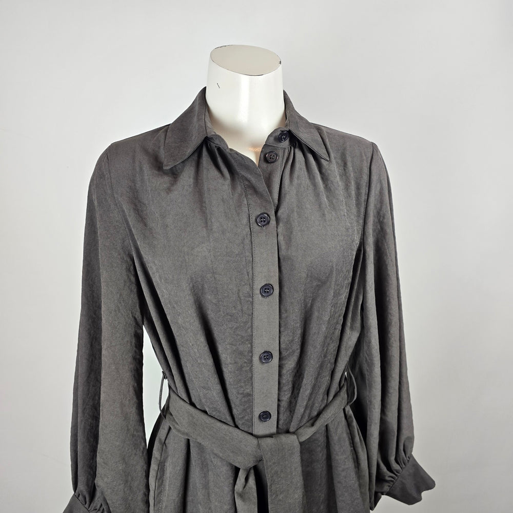 AMMA by Kedem Sasson Belted Shirt Dress Long Sleeve Midi Size M/L
