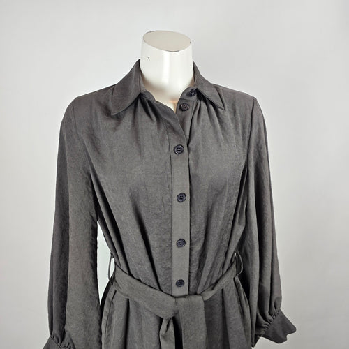 AMMA by Kedem Sasson Belted Shirt Dress Long Sleeve Midi Size M/L
