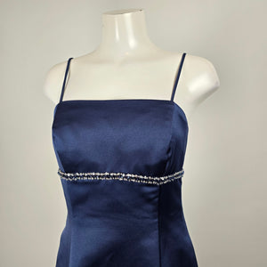 Vintage Alfred Angelo Navy Satin A-Line Cocktail Event Dress Size 8