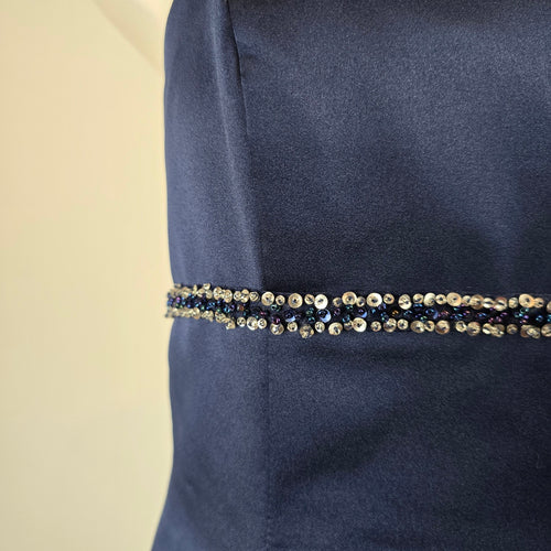 Vintage Alfred Angelo Navy Satin A-Line Cocktail Event Dress Size 8
