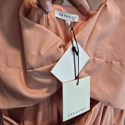 Crescent Pink Cut Out Twist Front Midi Dress Sleeveless Fit Flare NWT Size S