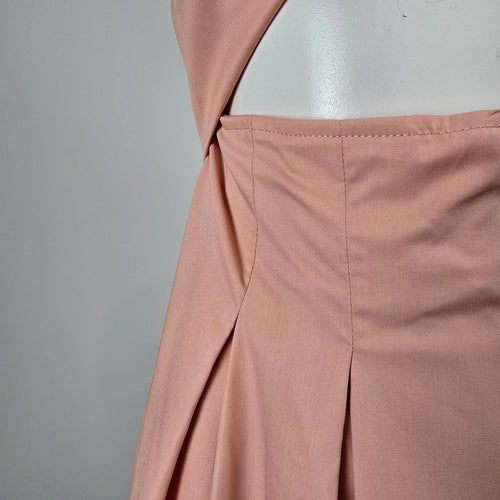 Crescent Pink Cut Out Twist Front Midi Dress Sleeveless Fit Flare NWT Size XS