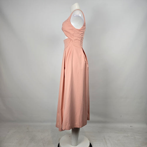 Crescent Pink Cut Out Twist Front Midi Dress Sleeveless Fit Flare NWT Size XS
