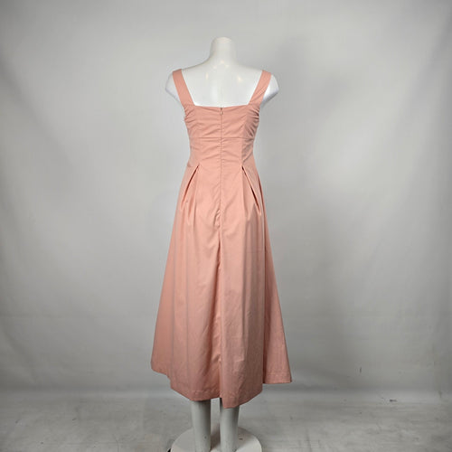 Crescent Pink Cut Out Twist Front Midi Dress Sleeveless Fit Flare NWT Size XS