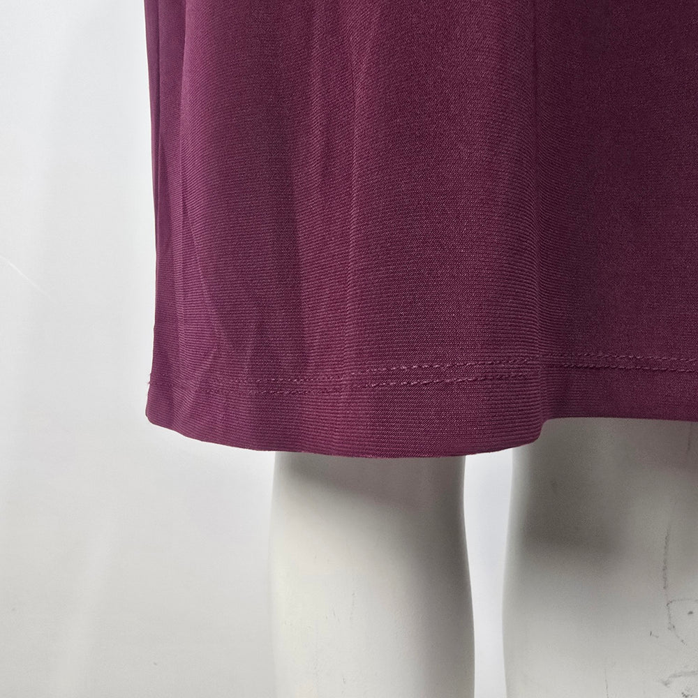 Melanie Lyne Plum Faux Wrap Sheath Dress 3/4 Sleeve with Gold Ring Accent Size 16
