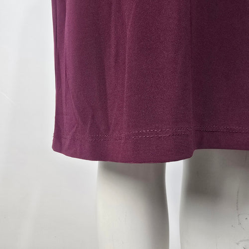 Melanie Lyne Plum Faux Wrap Sheath Dress 3/4 Sleeve with Gold Ring Accent Size 16