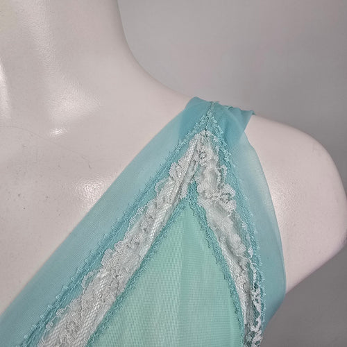 Vintage Silkmit Limited Mint Green Lace Trim Slip Maxi Sleeveless Dress Size 4