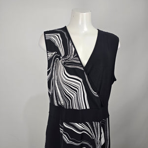 Joseph Ribkoff Black White Abstract Print Sleeveless Maxi Dress Size 16