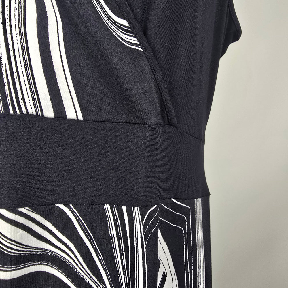Joseph Ribkoff Black White Abstract Print Sleeveless Maxi Dress Size 16