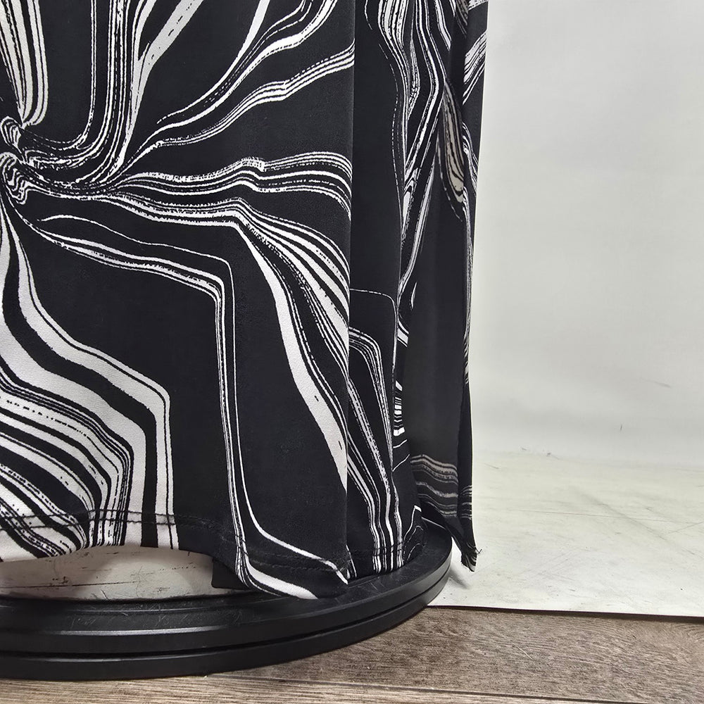 Joseph Ribkoff Black White Abstract Print Sleeveless Maxi Dress Size 16