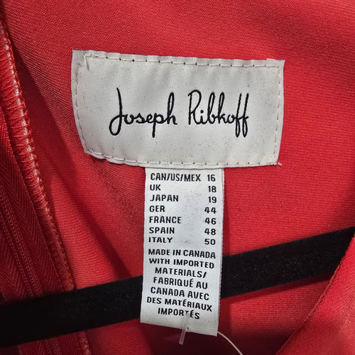 Joseph Ribkoff Red Layered Sheath Dress Metallic Grommet Accent Size 16