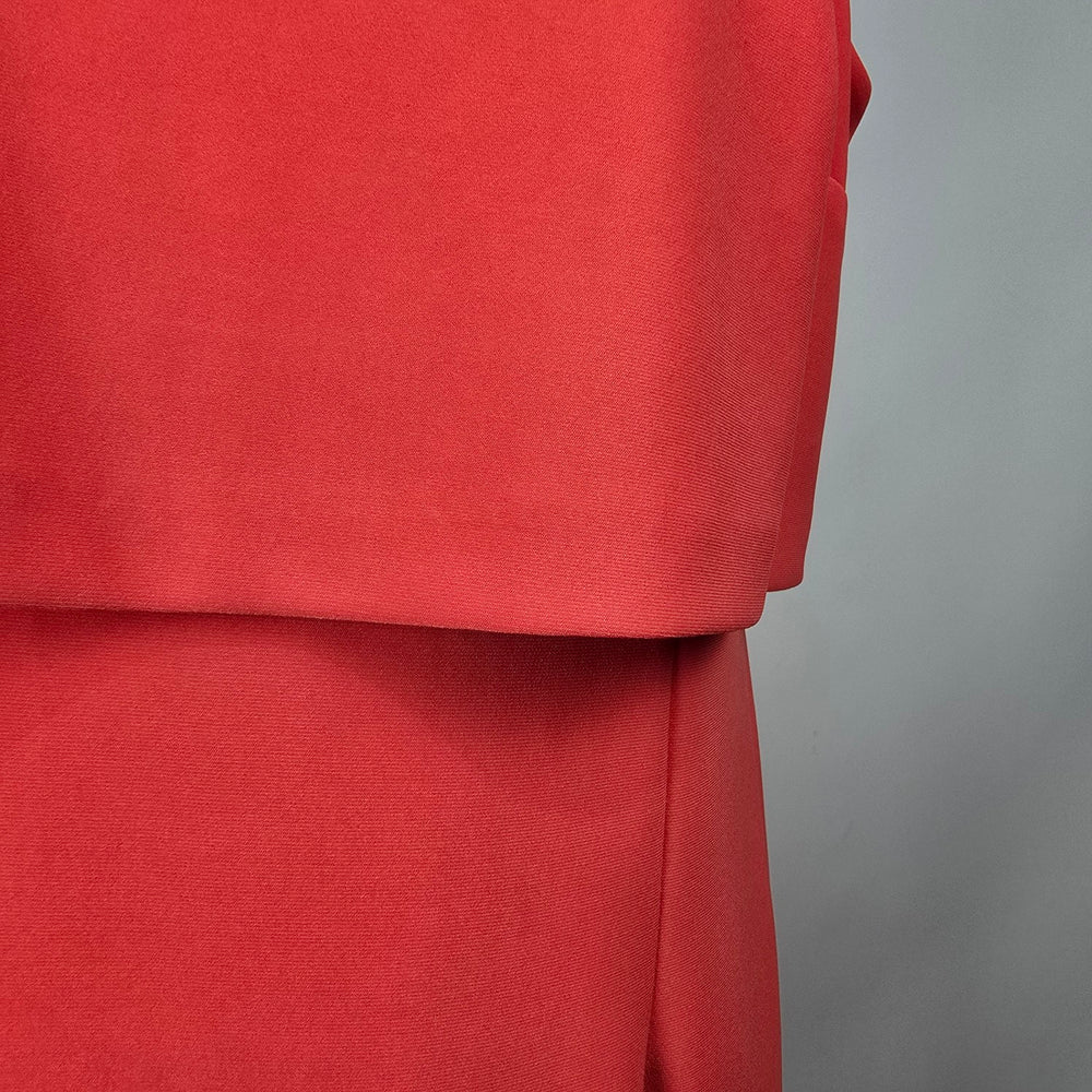 Joseph Ribkoff Red Layered Sheath Dress Metallic Grommet Accent Size 16