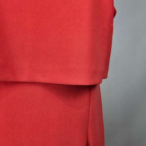 Joseph Ribkoff Red Layered Sheath Dress Metallic Grommet Accent Size 16