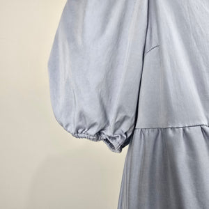 Smash + Tess Emma Dusty Blue Puff Sleeve Boho Midi Dress Size L