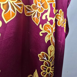 Vintage Winlar Purple Satin Floral Caftan Lounge Dress Boho Maxi One Size