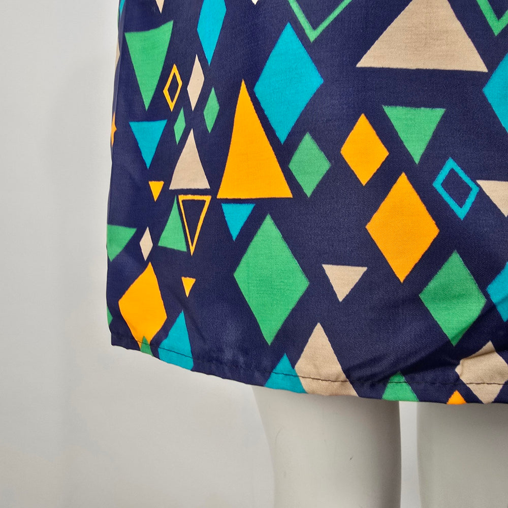 Vintage Sofinyl Geometric Print Button Front House Dress Sleeveless Size 14