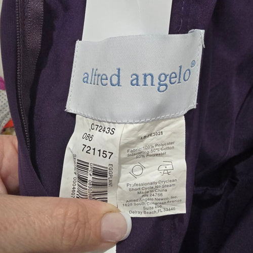 Alfred Angelo Eggplant One Shoulder Chiffon Bridesmaid Dress Women's Formal Size 16