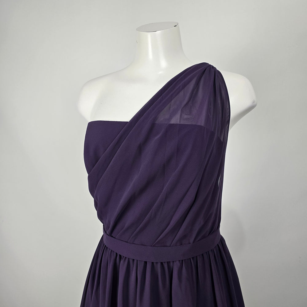 Alfred Angelo Eggplant One Shoulder Chiffon Bridesmaid Dress Women's Formal Size 16