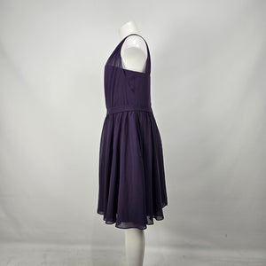 Alfred Angelo Eggplant One Shoulder Chiffon Bridesmaid Dress Women's Formal Size 16